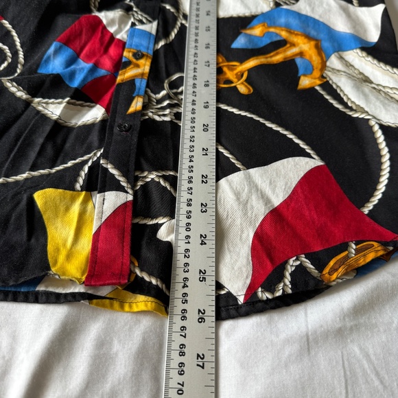 Lauren Ralph Lauren Nautical Sailing Flag Print Button Up Blouse Black Medium - Picture 13 of 15